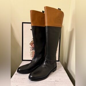 Franco Sarto Black and Brown Over the Knee Boots